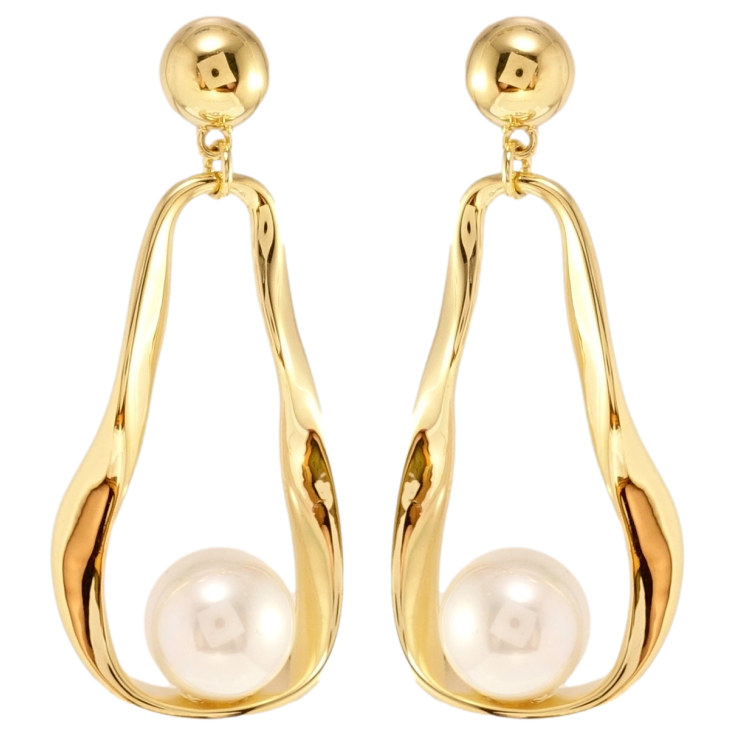 Серьги Xuping JEAN GOUJON Позолота 14K пусеты Фигурные подвески с жемчужинами фото №7