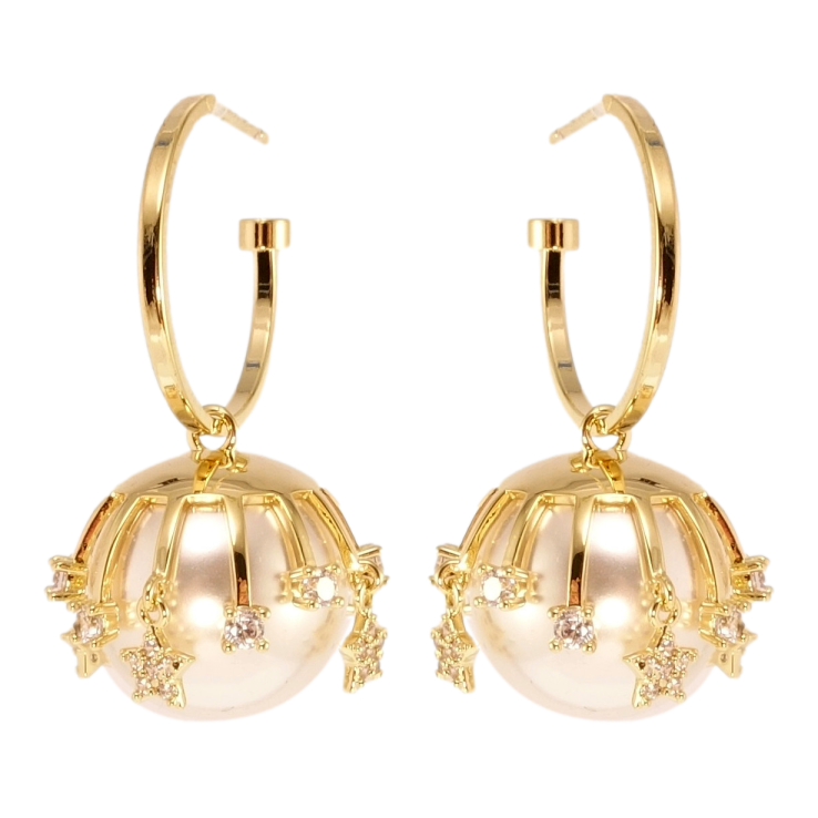 Серьги Xuping JEAN GOUJON Позолота 14K пусеты Жемчужные бутоны на кольцах фото №16