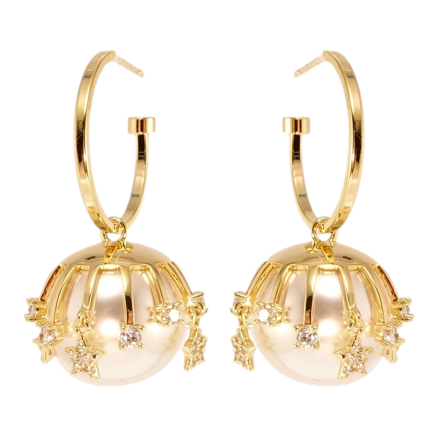 Сережки Xuping JEAN GOUJON Позолота 14K пусети Перлинні бутони на колечках фото №1
