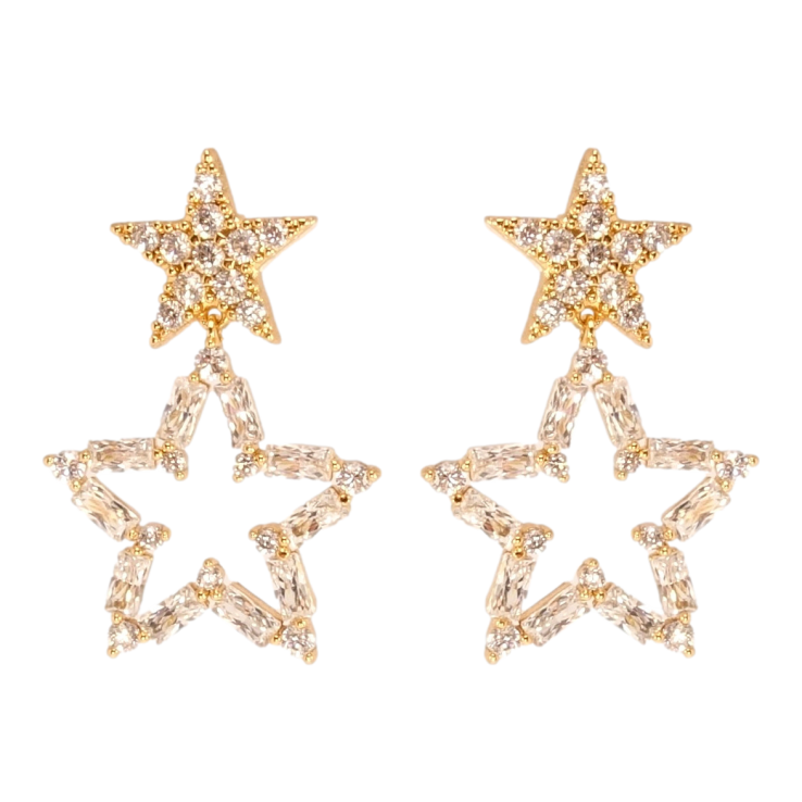Серьги Xuping JEAN GOUJON Позолота 18K пусеты Звезды инкрустация цирконием фото №3