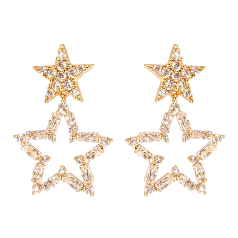 Серьги Xuping JEAN GOUJON Позолота 18K пусеты Звезды инкрустация цирконием фото №1
