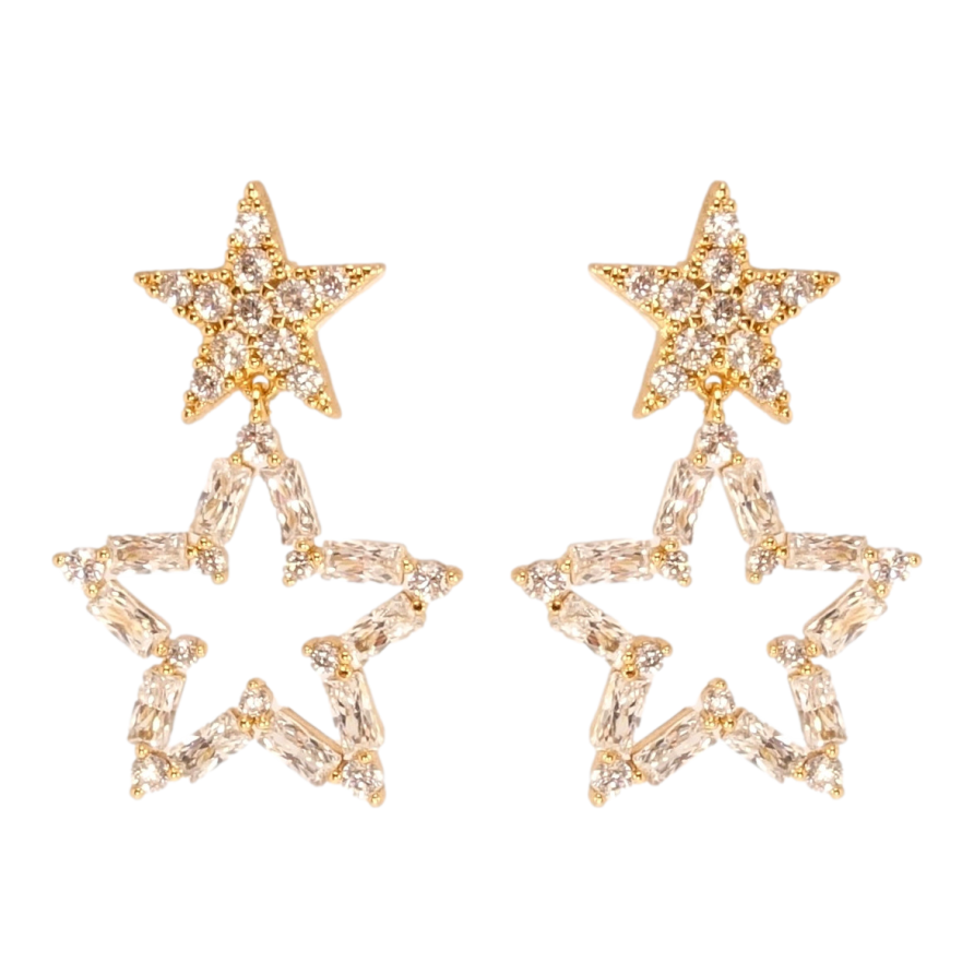 Серьги Xuping JEAN GOUJON Позолота 18K пусеты Звезды инкрустация цирконием фото №1