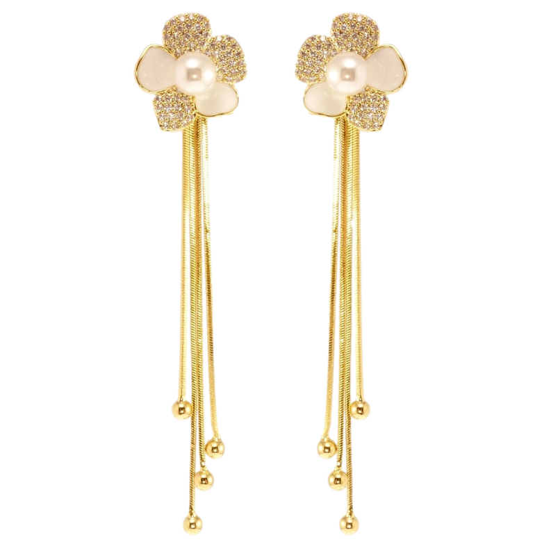 Сережки Xuping JEAN GOUJON Позолота 14K пусети Квіточки з підвісками фото №1