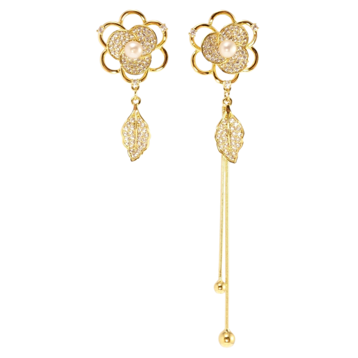 Серьги Xuping JEAN GOUJON Позолота 14K пусеты Цветочная асимметрия фото №24