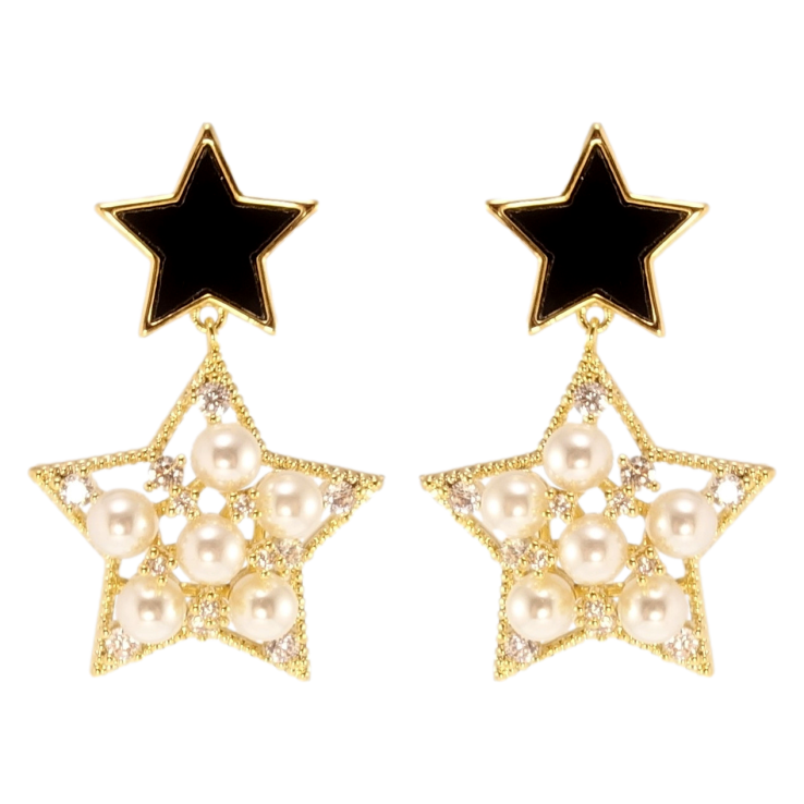 Сережки Xuping JEAN GOUJON Позолота 14K пусети Зоряні підвіски з перлами фото №9