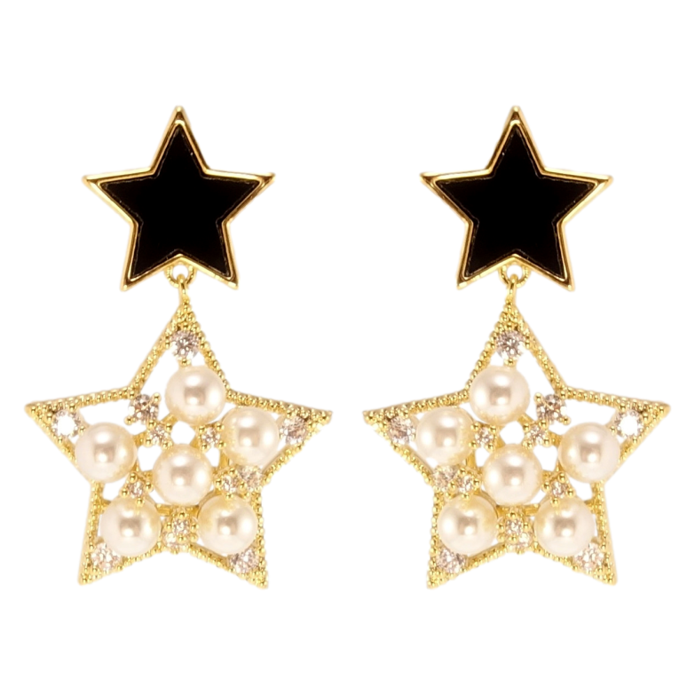 Сережки Xuping JEAN GOUJON Позолота 14K пусети Зоряні підвіски з перлами фото №6