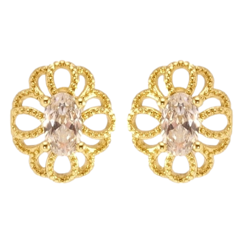 Сережки Xuping JEAN GOUJON Позолота 14K пусети Декоративні квіточки з кристалами фото №1
