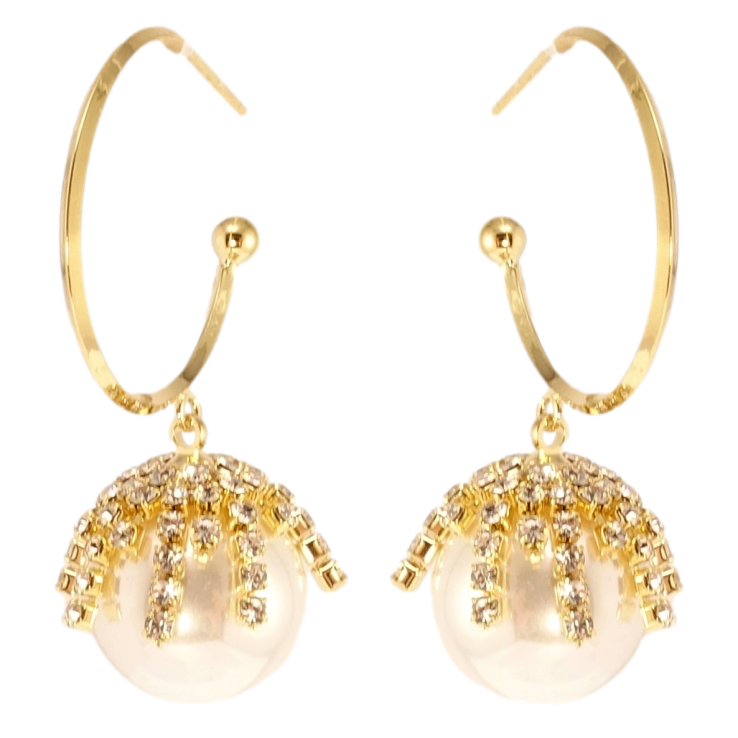 Сережки Xuping JEAN GOUJON Позолота 14K пусети Перлинні бутони на колечках фото №6