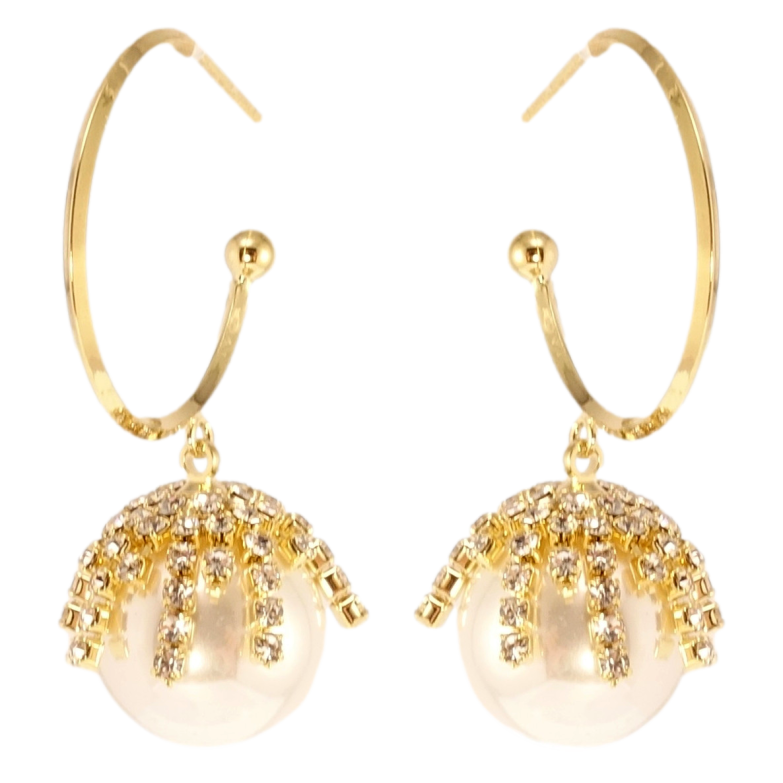 Сережки Xuping JEAN GOUJON Позолота 14K пусети Перлинні бутони на колечках фото №1