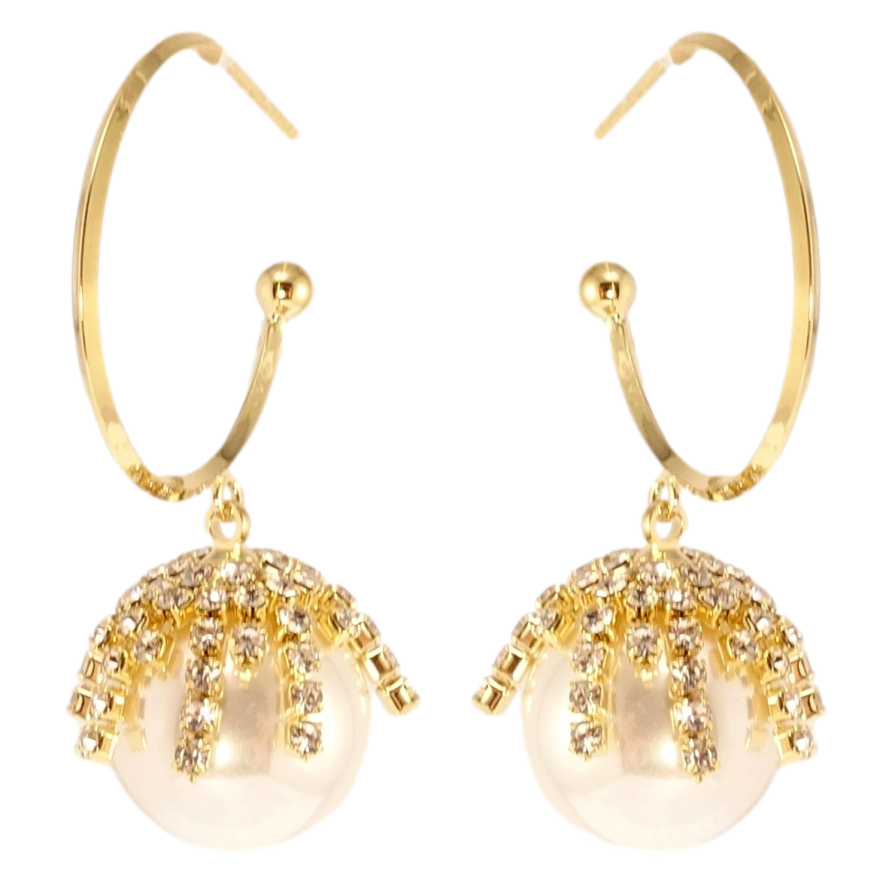 Сережки Xuping JEAN GOUJON Позолота 14K пусети Перлинні бутони на колечках фото №1