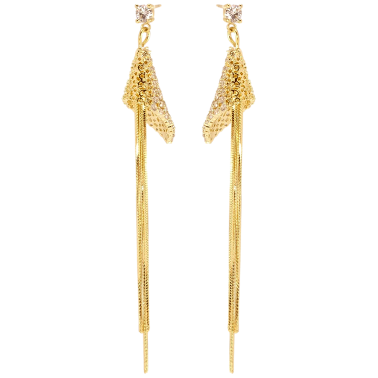 Серьги Xuping JEAN GOUJON Позолота 14K пусеты Декоративные подвески на цепочках фото №11