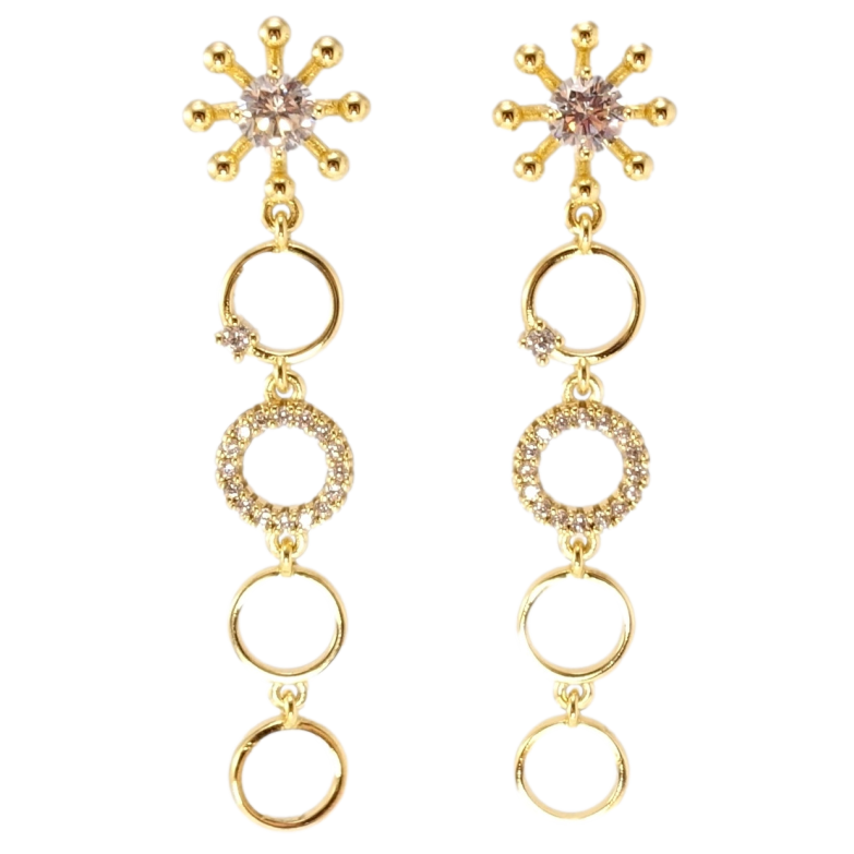 Серьги Xuping JEAN GOUJON Позолота 14K пусеты Звездочки с колечками фото №4