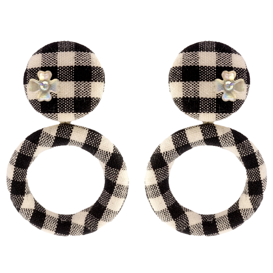 Сережки Xuping JEAN GOUJON Позолота 14K пусети Колечки обтягнуті тканиною фото №1