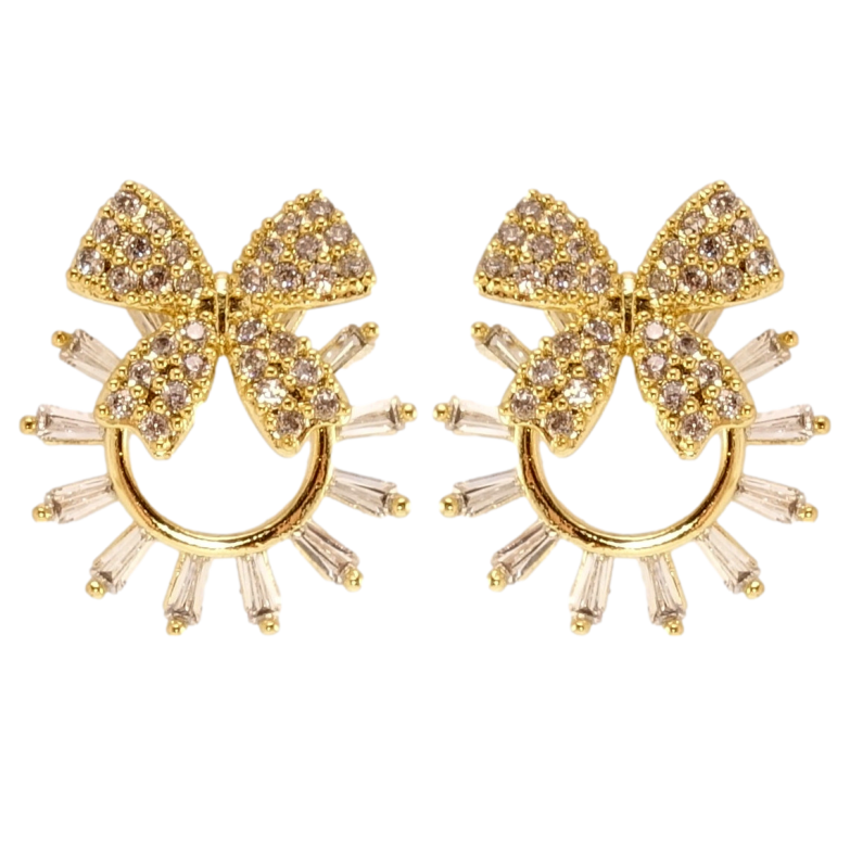 Серьги Xuping JEAN GOUJON Позолота 14K пусеты Лучистые колечки с бантами фото №1