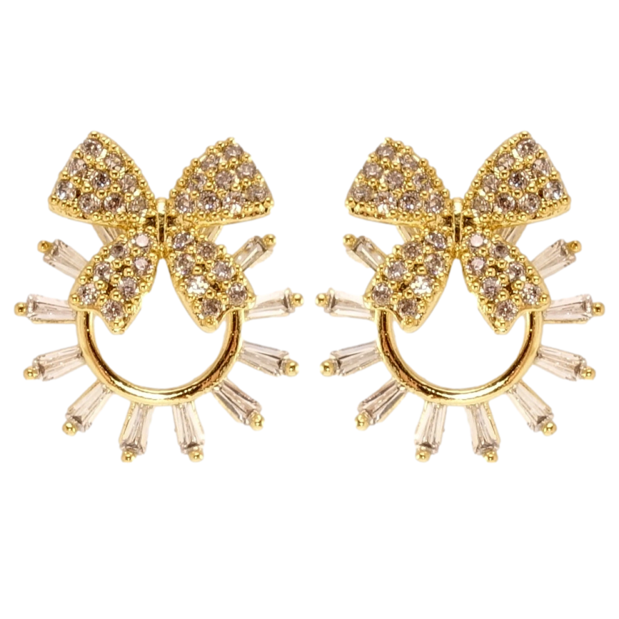 Сережки Xuping JEAN GOUJON Позолота 14K пусети Променисті колечка з бантами фото №1