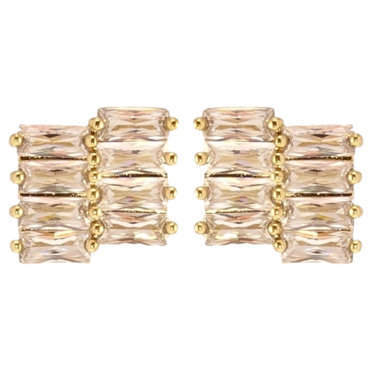 Сережки Xuping JEAN GOUJON Позолота 14K пусети Кристальні доріжки фото №11