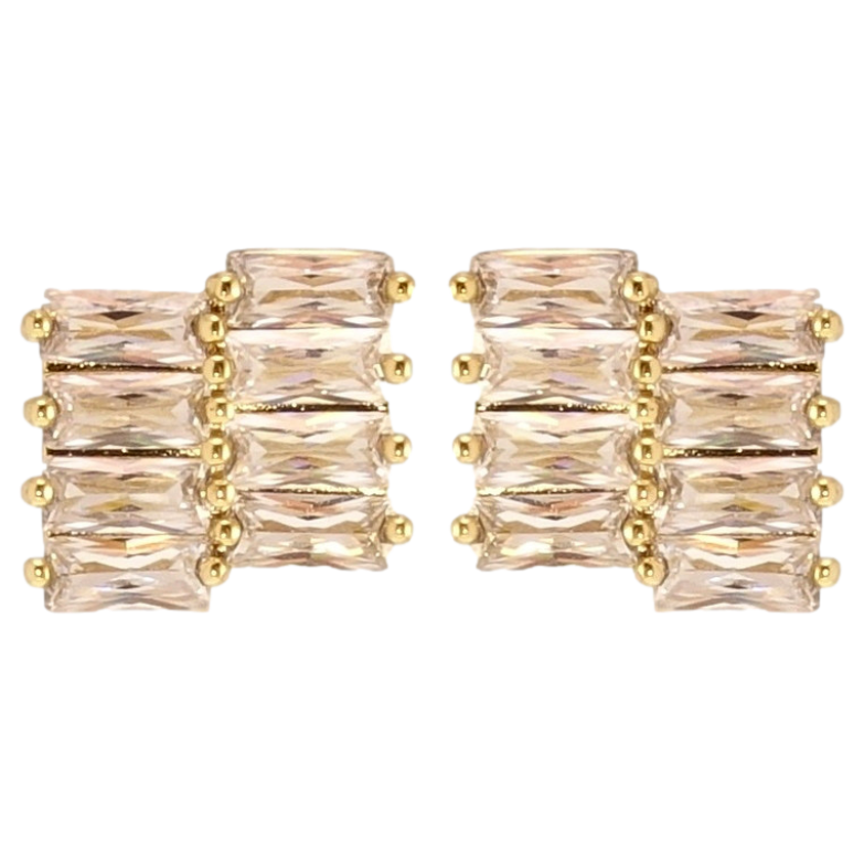 Сережки Xuping JEAN GOUJON Позолота 14K пусети Кристальні доріжки фото №1