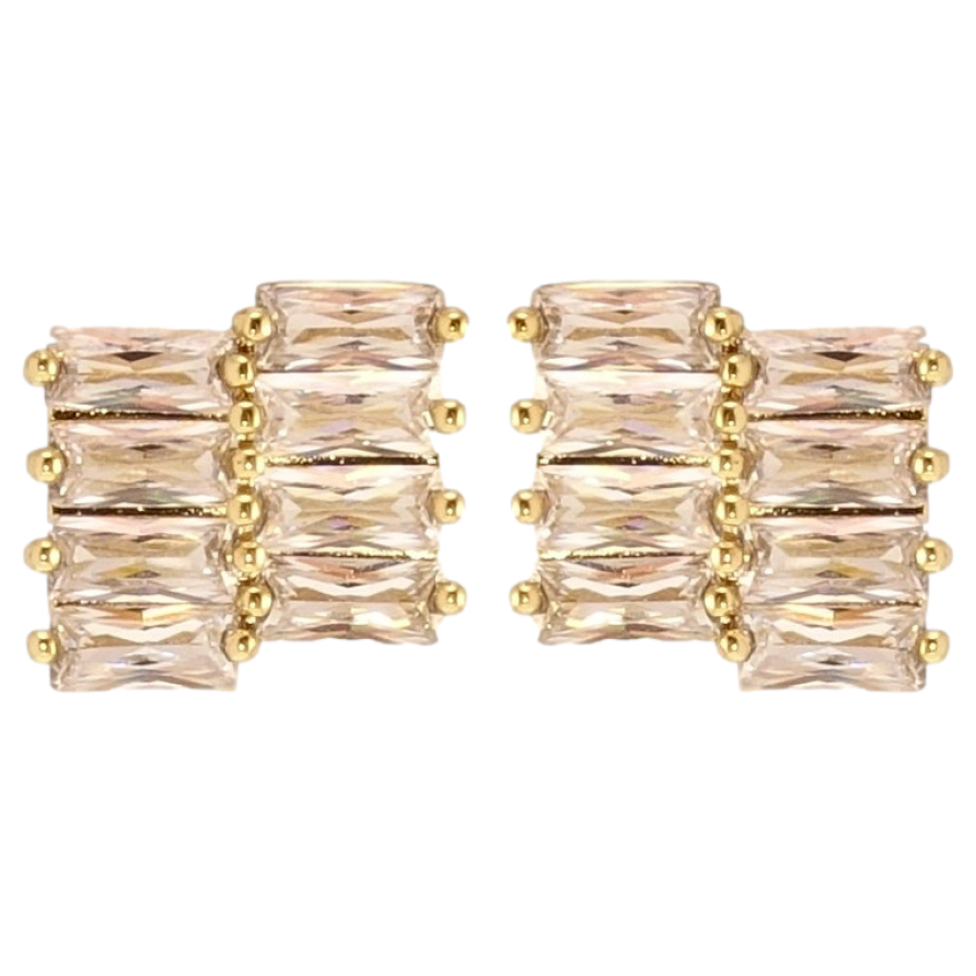 Сережки Xuping JEAN GOUJON Позолота 14K пусети Кристальні доріжки фото №1