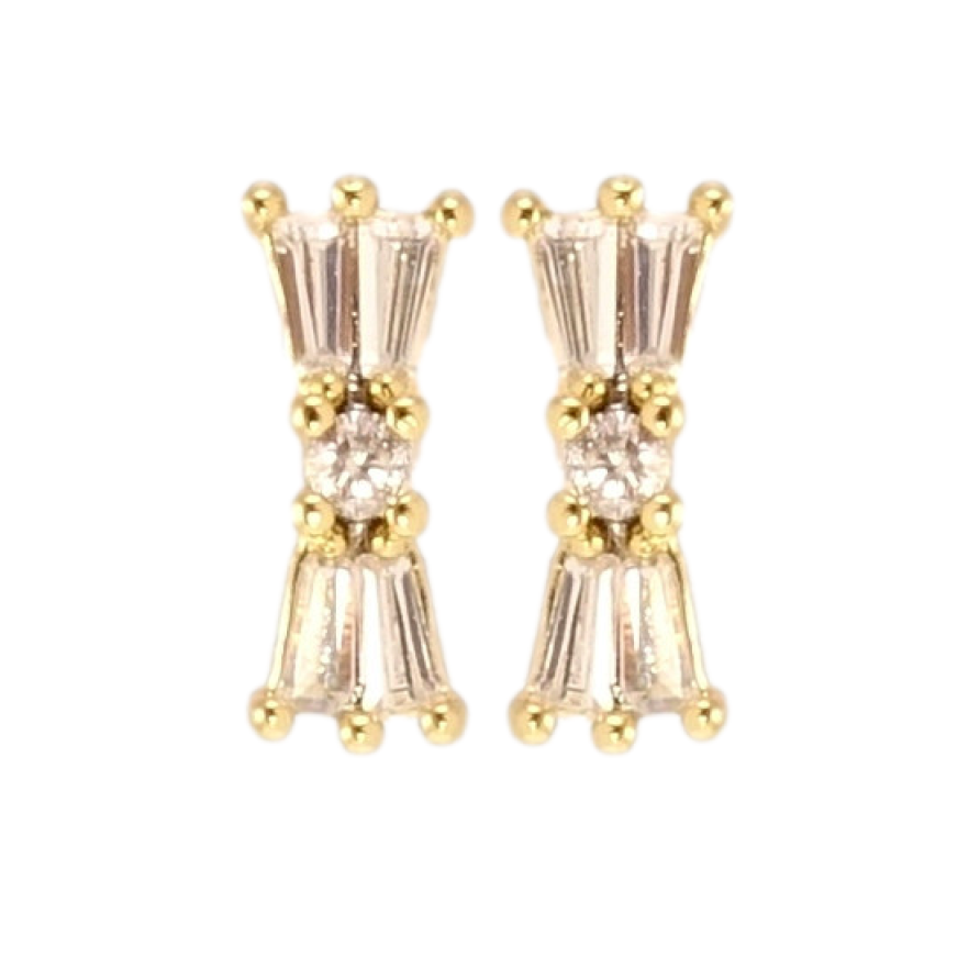 Серьги Xuping JEAN GOUJON Позолота 14K пусеты Кристальные бантики фото №1