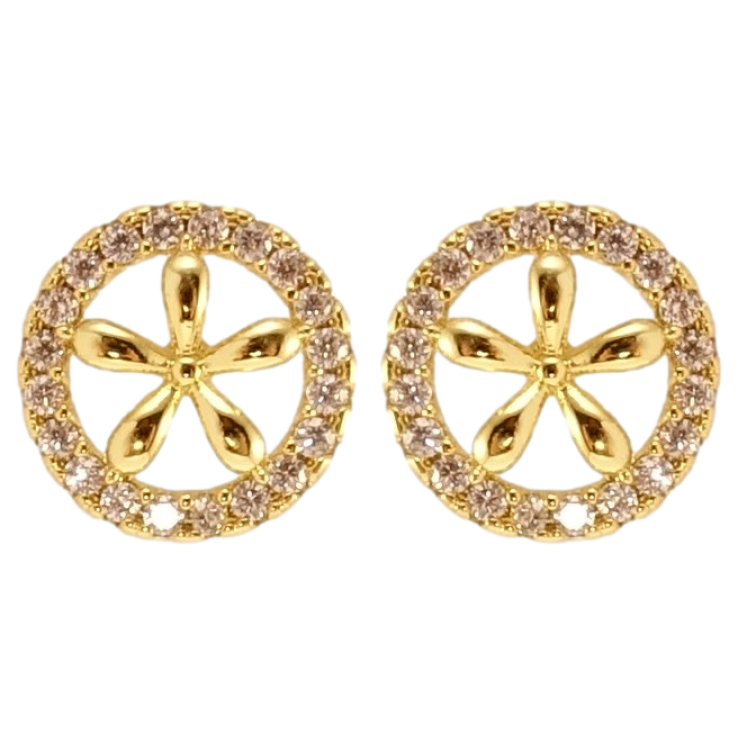 Сережки Xuping JEAN GOUJON Позолота 14K пусети Круги з квіточками ø 9мм фото №3