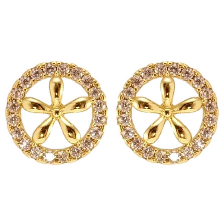 Сережки Xuping JEAN GOUJON Позолота 14K пусети Круги з квіточками ø 9мм фото №1