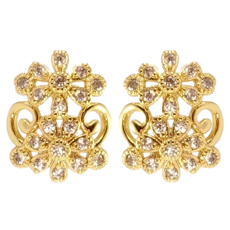 Серьги Xuping JEAN GOUJON Позолота 14K пусеты Цветочный орнамент с цирконием фото №19