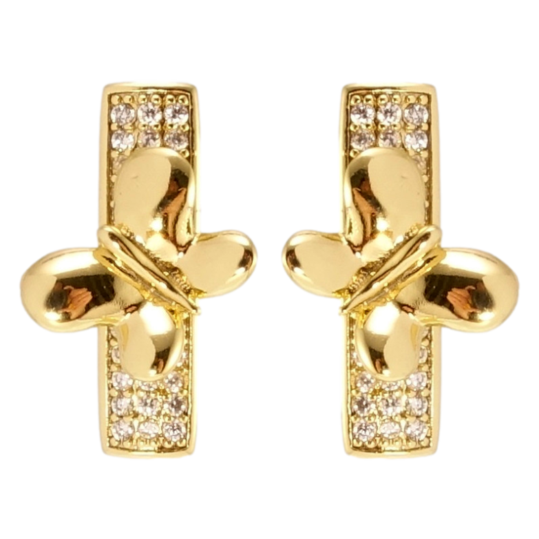 Серьги Xuping JEAN GOUJON Позолота 14K пусеты Прямоугольники с бабочками фото №10