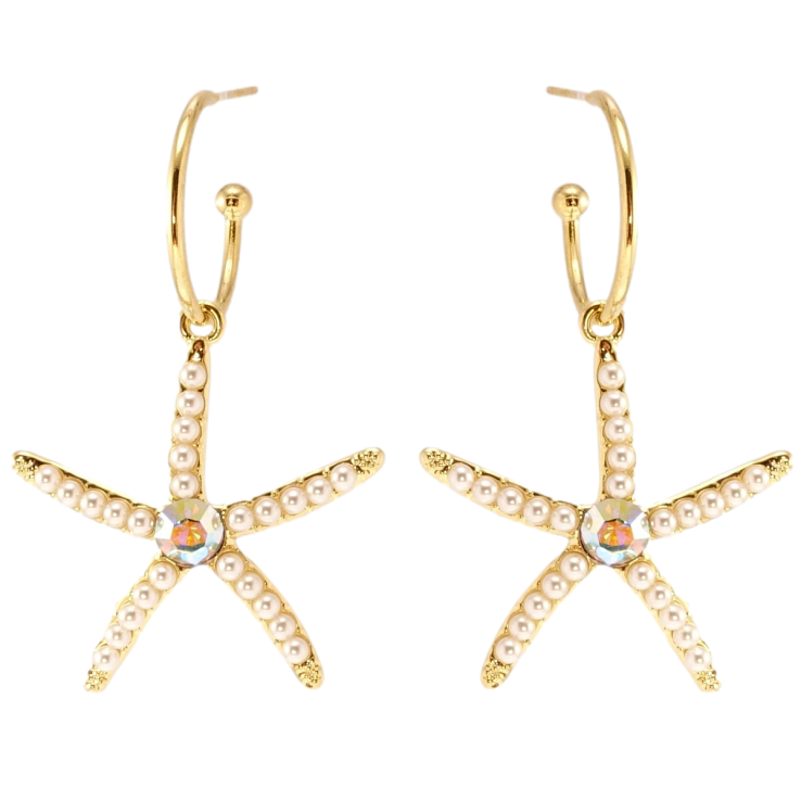 Сережки Xuping JEAN GOUJON Позолота 14K пусети Зірки з перлинами фото №12