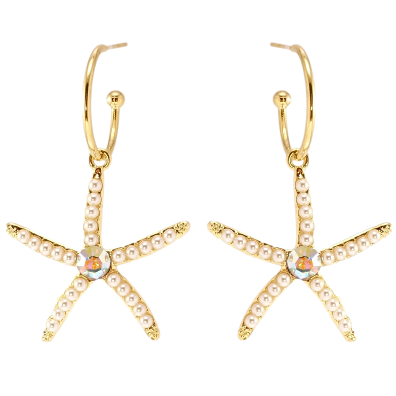 Серьги Xuping JEAN GOUJON Позолота 14K пусеты Звезды с жемчужинами фото №16