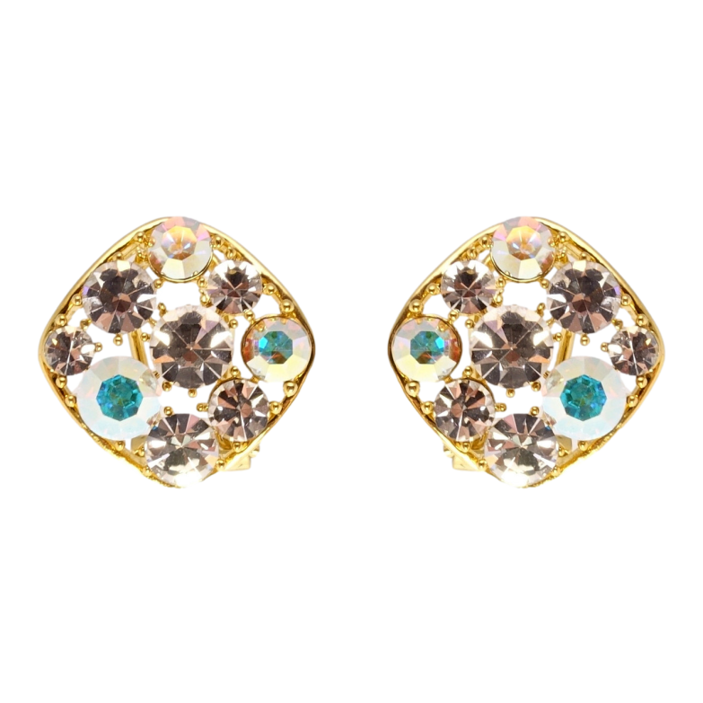 Сережки Xuping JEAN GOUJON Позолота 14K італійський замок Ромби з розсипом кристалів фото №6