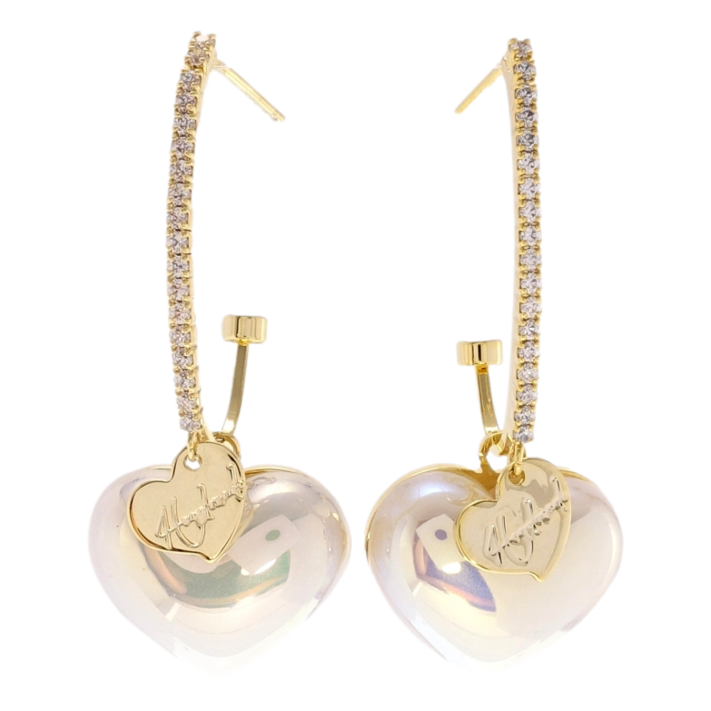 Сережки Xuping JEAN GOUJON Позолота 14K пусети Перламутрові серця на колечких фото №1