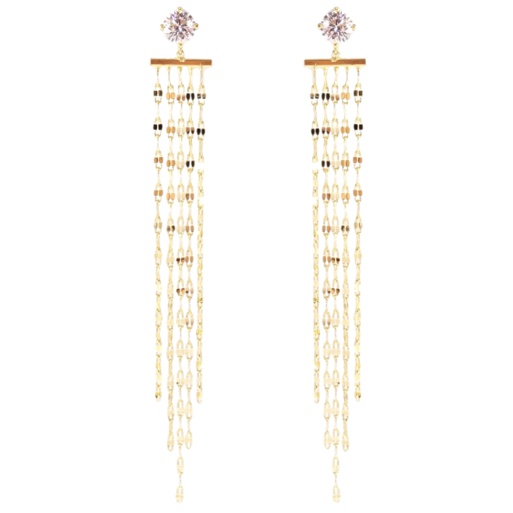 Серьги Xuping JEAN GOUJON Позолота 14K пусеты Декоративные подвески из цепочек фото №12