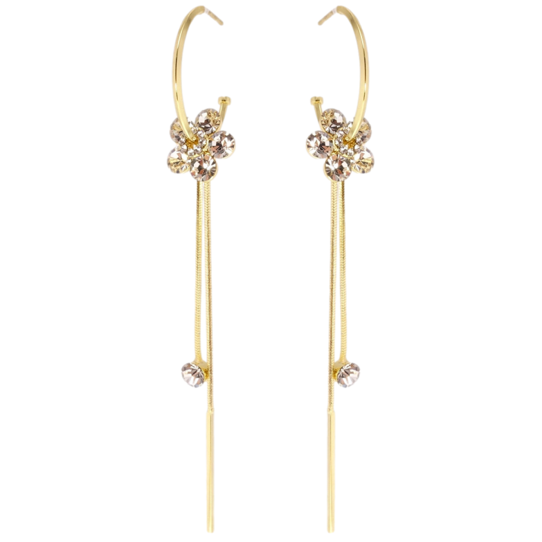 Серьги Xuping JEAN GOUJON Позолота 14K пусеты Кристальные цветочки на кольцах фото №1