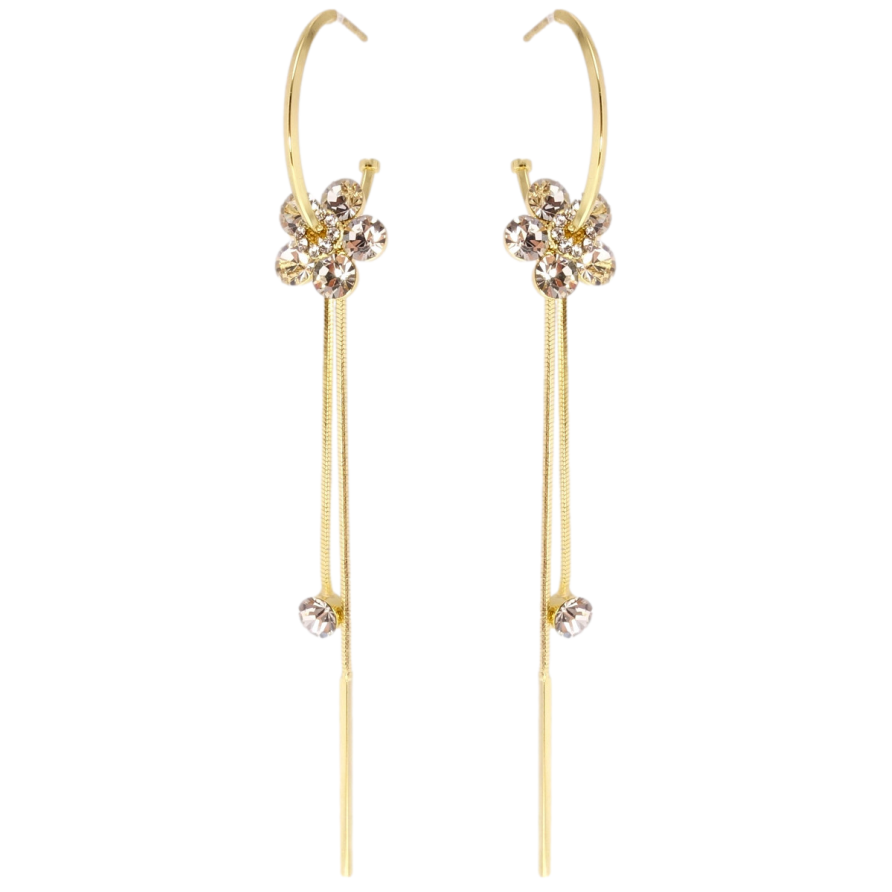 Сережки Xuping JEAN GOUJON Позолота 14K пусети Кристальні квіточки на колечках фото №1