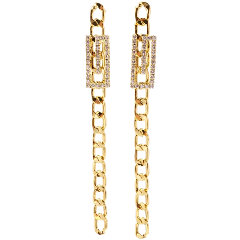 Серьги Xuping JEAN GOUJON Позолота 14K пусеты Цепочка узор на одну сторону фото №3