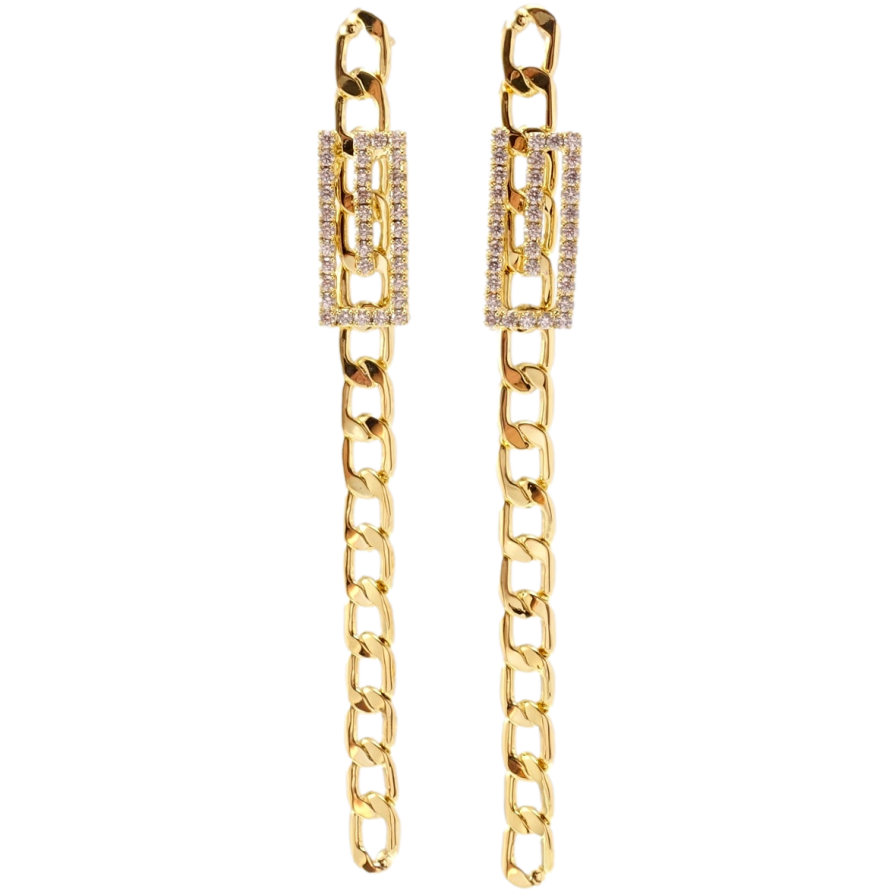 Серьги Xuping JEAN GOUJON Позолота 14K пусеты Цепочка узор на одну сторону фото №1