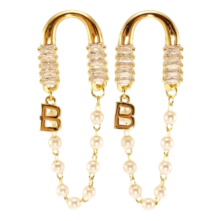 Серьги Xuping JEAN GOUJON Позолота 14K пусеты Авангард узор на одну сторону фото №1