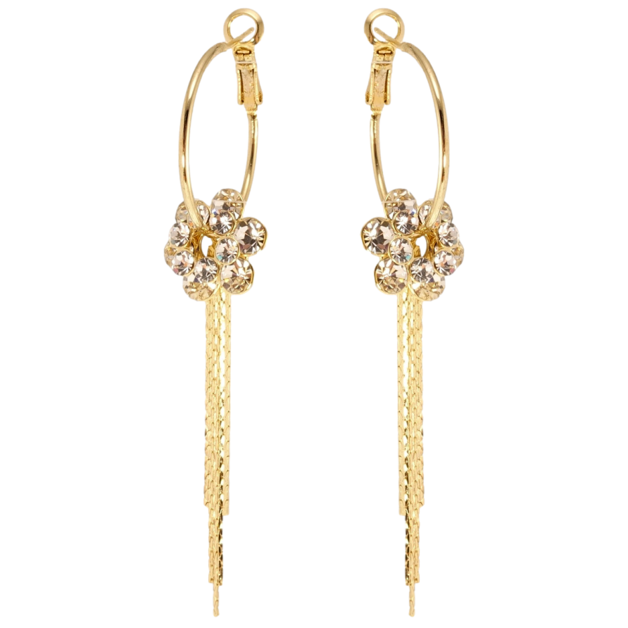 Сережки Xuping JEAN GOUJON Позолота 14K підвіски на колечких Кристальні квіточки з ланцюжками на колечких ø фото №1