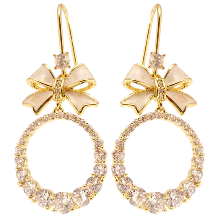 Сережки Xuping JEAN GOUJON Позолота 14K французький замок Банти з колечками інкрустація цирконієм фото №14