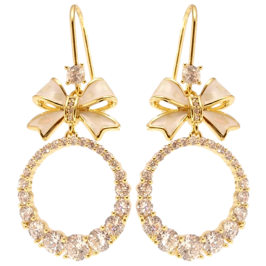 Сережки Xuping JEAN GOUJON Позолота 14K французький замок Банти з колечками інкрустація цирконієм фото №1