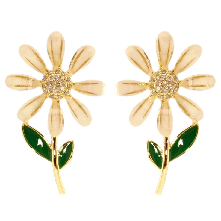 Серьги Xuping JEAN GOUJON Позолота 14K пусеты Цветочки с прокраской эмалью фото №2