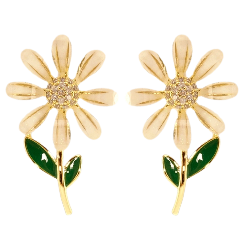 Серьги Xuping JEAN GOUJON Позолота 14K пусеты Цветочки с прокраской эмалью фото №2