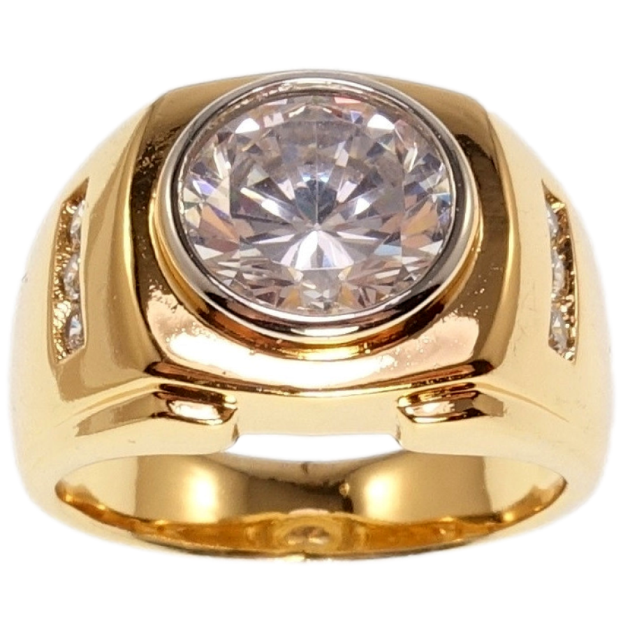 Перстень Xuping Позолота+Родий Классика с крупным кристаллом фото №1