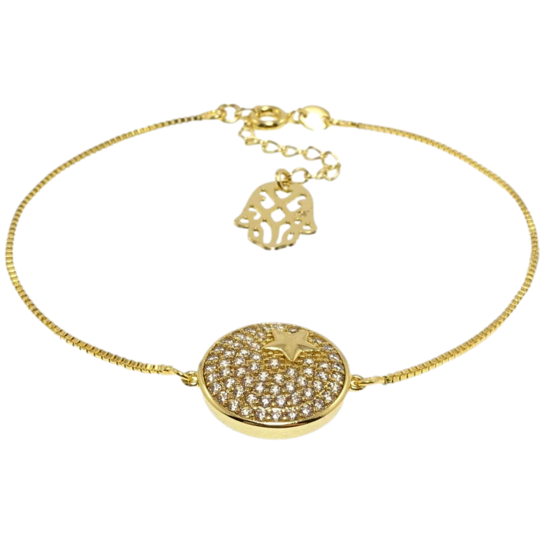 Браслет Xuping JEAN GOUJON Позолота 14K Круг с цирконием и звездой, ø 15мм длина с доп.цепочкой 17,5-21см фото №10