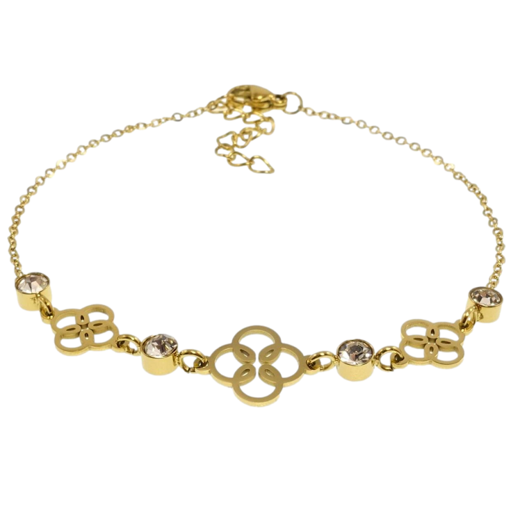 Браслети Xuping JEAN GOUJON Позолота 14K Ланцюжок зі вставкою з квіточками та кр-ми довжина з доп.цеп.18-21см фото №4