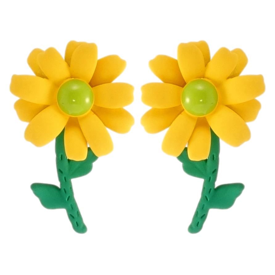 Серьги Xuping JEAN GOUJON Родий пусеты Цветочки с прокраской эмалью фото №1