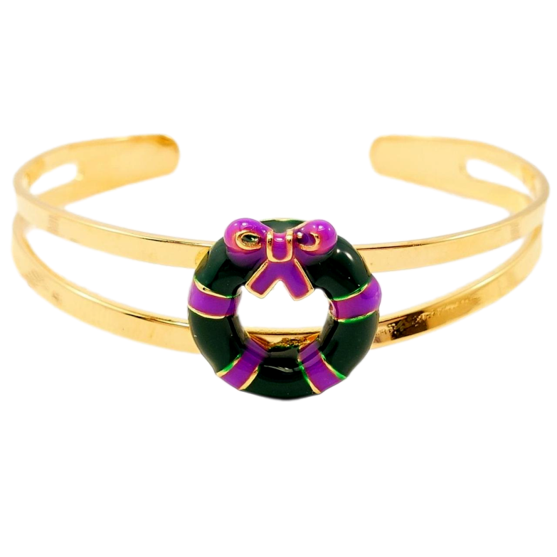 Браслет детский Xuping Позолота 18K Рождественский Круг Переплет Сиреневая Лента ø 4,5 см фото №1