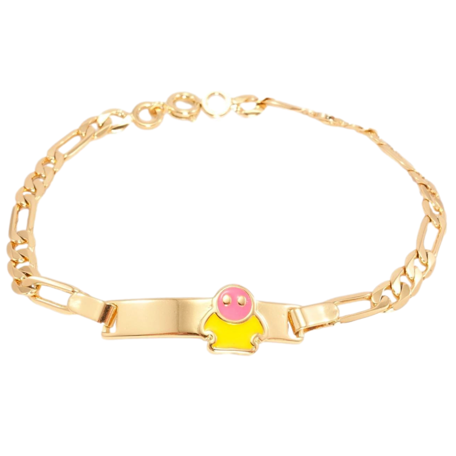 Браслет Xuping Позолота 18K Плетіння Фігаро Пластина з Емалевим Чоловічком довжина 15-17,5 см фото №1 Браслет Xuping Позолота 18K Плетіння Фігаро Пластина з Емалевим Чоловічком довжина 15-17,5 см фото №1