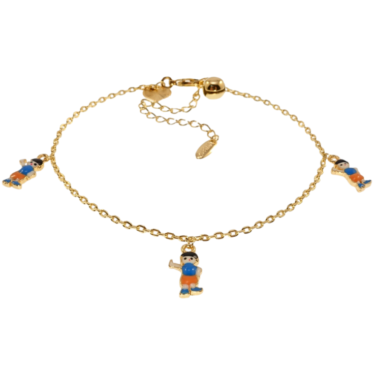 Браслет дитячий Xuping Позолота 18K на ногу Якірне Плетіння з підвісками хлопчиками довжина 18.5-23.5см х 1мм фото №16 Браслет дитячий Xuping Позолота 18K на ногу Якірне Плетіння з підвісками хлопчиками довжина 18.5-23.5см х 1мм фото №16