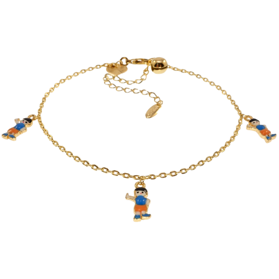 Браслет дитячий Xuping Позолота 18K  на ногу Якірне Плетіння з підвісками хлопчиками довжина 18.5-23.5см х 1мм фото №1